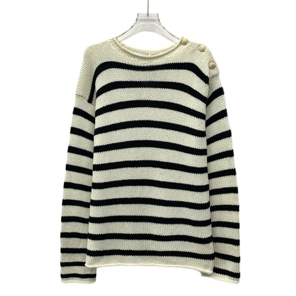 Christian Dior Color-block stripe cotton crewneck long-sleeve knit sweater